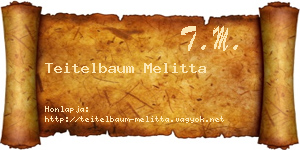 Teitelbaum Melitta névjegykártya